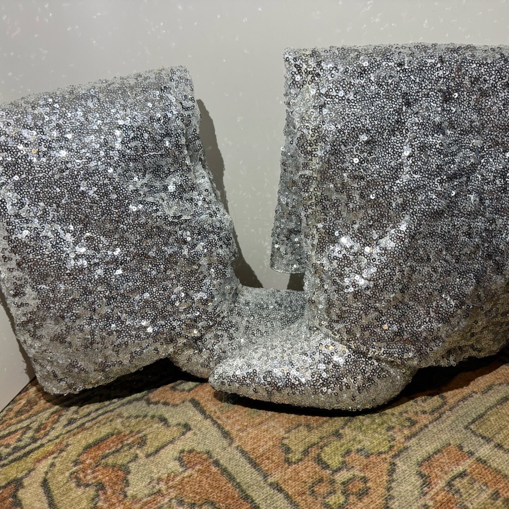 Target Silver Sequin Heeled Boots